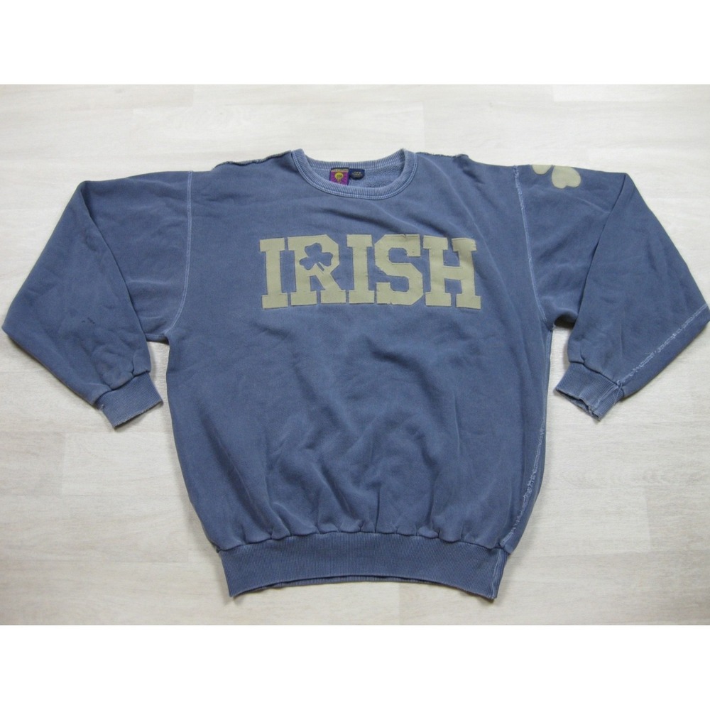 Vintage 90s Notre Dame Crewneck Sweatshirt Men's (XL) Fighting Irish Distressed